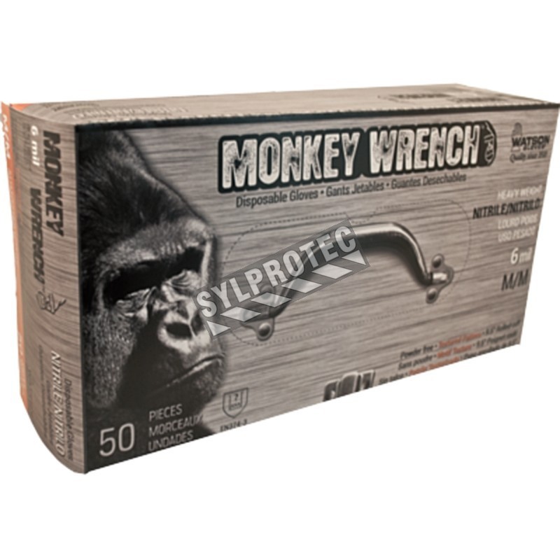 Monkey Wrench 5557PF 6 mil powder-free orange nitrile gloves.